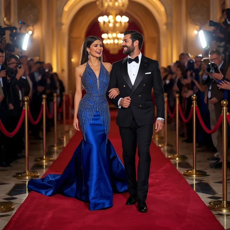A Glamorous Red Carpet Hollywood Portrait of an Elegant Couple | High-fashion Portrait Glamorous
