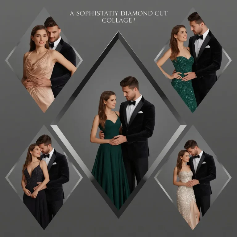 A Sophisticated Diamond Cut Collage of Romantic Party Gowns | Romantic Prompt