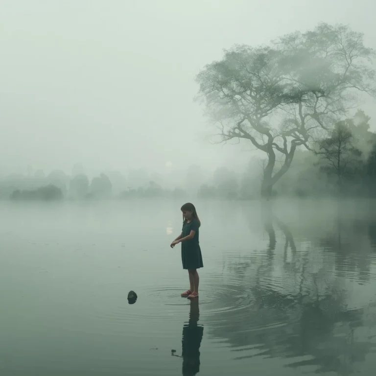 Dreamy Waterscape: A Double Exposure of a Cute Girl and a Serene Lake | Girl Ai Prompt