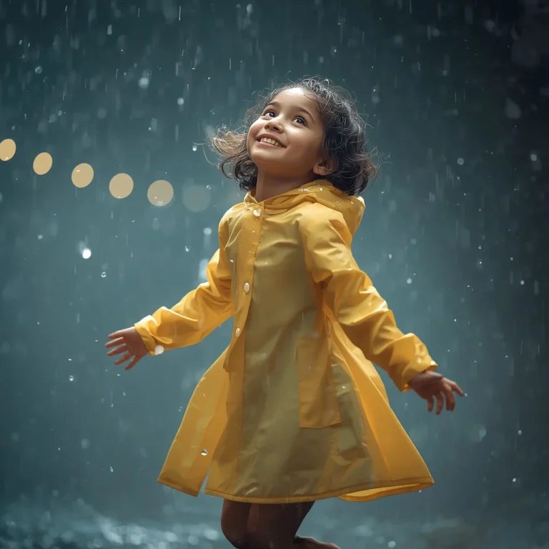 Ethereal Rain Dance: A Cute Girl’s Playful Movement in a Gentle Downpour | Girl Pic Prompt