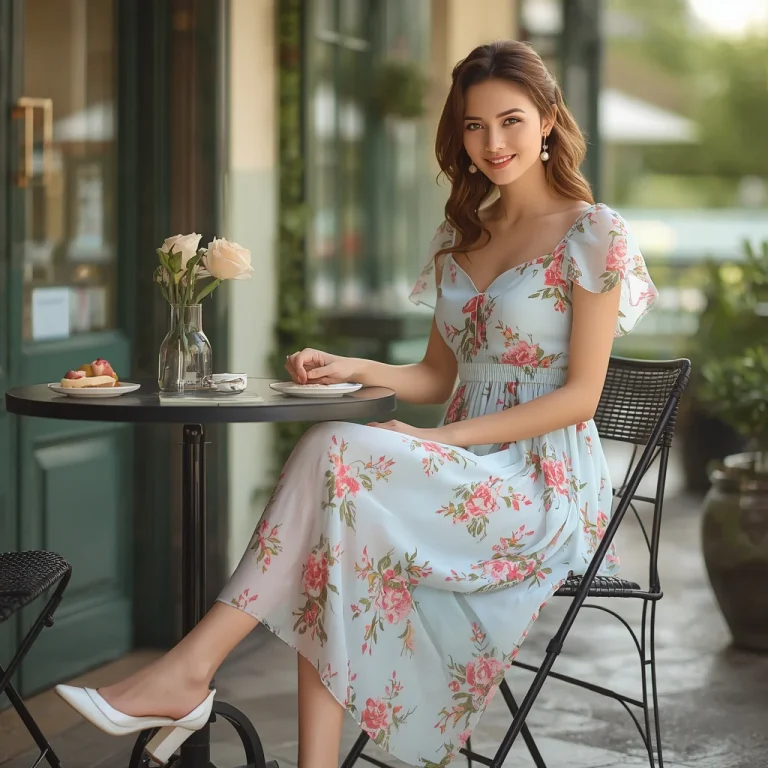 Romantic Floral Print Chiffon Dress for an Afternoon Tea | google prompt