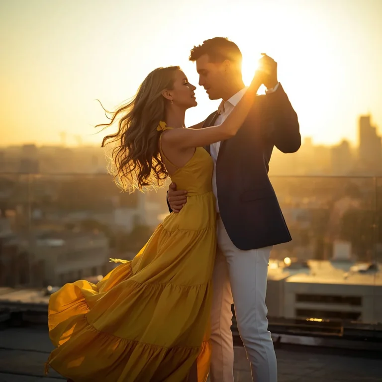Romantic Golden Hour Dance in High Fashion Outfits | Romantic Couple Prompts